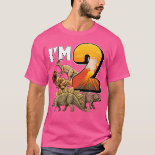 Kids 2 Year Old Dinosaurs Birthday 2Nd Party Paleo T-Shirt
