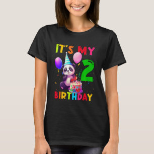 Kids 2 Year Old Panda 2nd Birthday Girl Boy Panda T-Shirt
