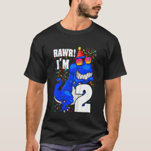 Kids 2 Year Old  Rawr I'm 2nd Birthday Boy Dinosau T-Shirt