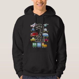 Kids 2 Year Old Transportation Birthday Car Train  Hoodie