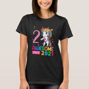Kids 2 Year Old Unicorn Flossing 2nd Birthday Gir T-Shirt