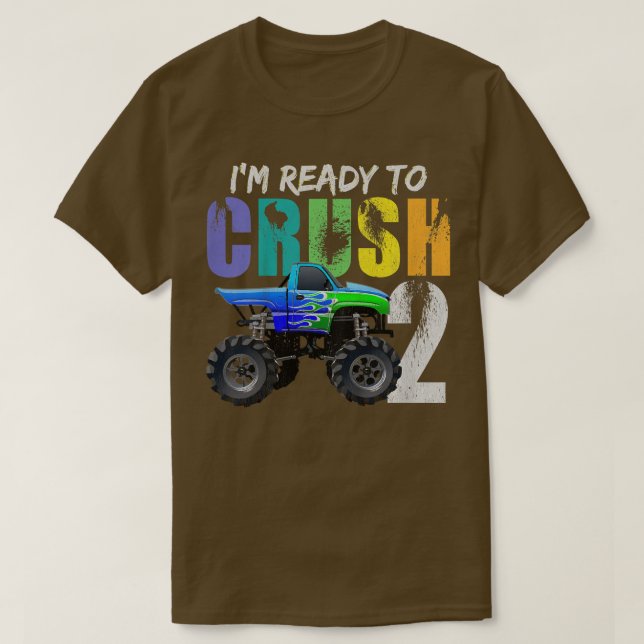 Kids 2 Years Old 2nd Birthday Monster Truck I Am R T-Shirt (Design Front)