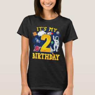 Kids 2 Years Old Astronaut Outer Space 2nd Birthda T-Shirt