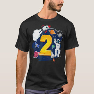 Kids 2 Years Old Astronaut Outer Space 2nd Birthda T-Shirt