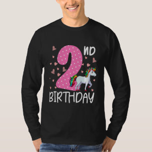Kids 2 Years Old Girls Unicorn 2nd Birthday T-Shirt