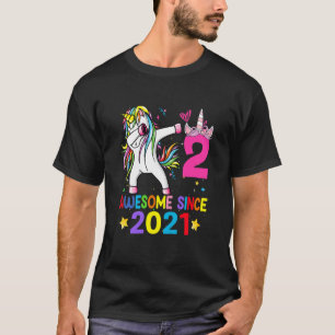 Kids 2 Years Old Unicorn Dabbing 2nd Birthday Girl T-Shirt