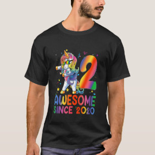 Kids 2nd Birthday 2 Year Old  Girls Teens Dabbing  T-Shirt