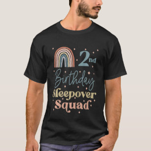 Kids 2nd Birthday Boho Rainbow Sleepover Squad Paj T-Shirt