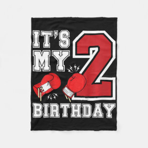 Kids 2nd Birthday Boxing Boy 2 Year Old Boxer Bday Fleece Blanket