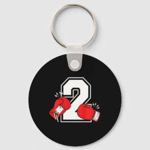 Kids 2nd Birthday Boxing Boy 2 Year Old Boxer Bday Key Ring