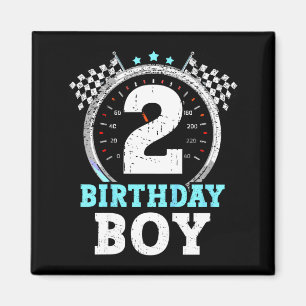 Kids 2nd birthday boy 2 second race car birthday magnet