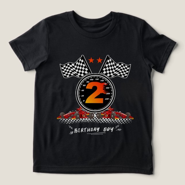 Kids 2nd Birthday Boy 2 Second Race Car Birthday  Tri-Blend Shirt (Design Front)