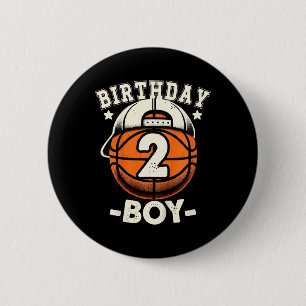 Kids 2nd Birthday Boy 2 Year Old Sketll Theme Deco 6 Cm Round Badge