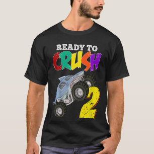 Kids 2nd Birthday Boys Monster Truck 2 Year Old Ra T-Shirt