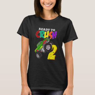 Kids 2nd Birthday Boys Monster Truck 2 Year Old Ra T-Shirt