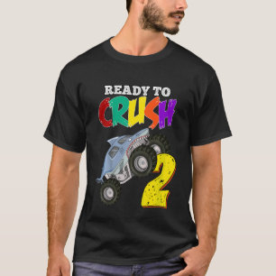 Kids 2nd Birthday Boys Monster Truck 2 Year Old Ra T-Shirt