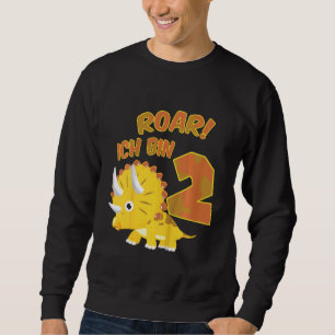 Kids 2nd Birthday Dino Roar I Am 2 Dinosaur Costum Sweatshirt