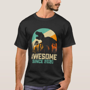 Kids 2nd Birthday Dinosaur 2 Year Old Boy Kids Awe T-Shirt