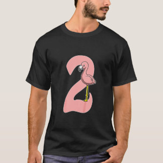 Kids 2nd Birthday Flamingo 2 Years Old Pink Bird T-Shirt