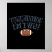 Kids 2nd Birthday Football Player Touchdown Im Two