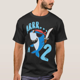 Kids 2nd Birthday Gift Idea Boys Shark Pirate 2 Ye T-Shirt