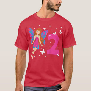 Kids 2nd Birthday Girl Fairy Butterflies Im 2 Year T-Shirt