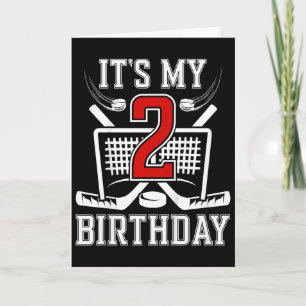 Kids 2nd Birthday Ice Hockey Boy 2 Year Old Ice Ho Card