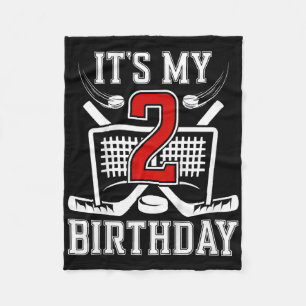 Kids 2nd Birthday Ice Hockey Boy 2 Year Old Ice Ho Fleece Blanket
