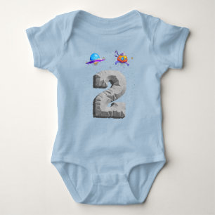 Kids 2nd Birthday Outer Space Galaxy Two Year Old  Baby Bodysuit