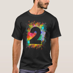 Kids 2nd Birthday Paint Splashes Splatter Colourfu T-Shirt