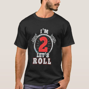 Kids 2nd Birthday Race Car 2 Year Old Let s Roll T T-Shirt