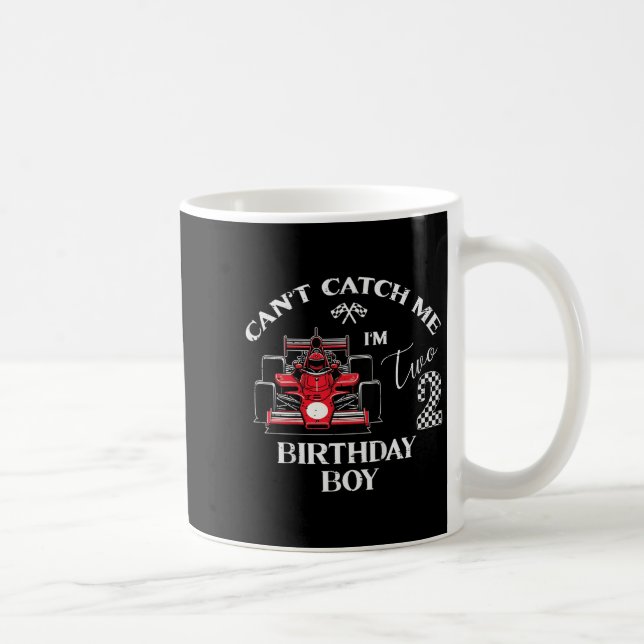 Kids 2nd Birthday Race Car Bday Boy Cant Catch Me  Coffee Mug (Right)