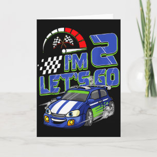 Kids 2nd Birthday Racing Car 2 Year Old Boys Party Card
