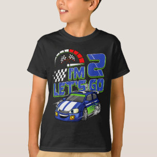 Kids 2nd Birthday Racing Car 2 Year Old Boys Party T-Shirt