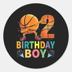 Kids 2nd Birthday Sketll Dabbing 2 Years Old Kids  Classic Round Sticker