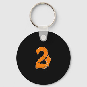 Kids 2nd Birthday Sketll Gift - 2 Years Old Hoops  Key Ring