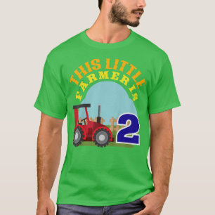 Kids 2nd Birthday This Little Farmer Is 2 Farm Tra T-Shirt