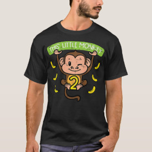 Kids 2nd Birthday This Little Monkey 2 Years Old B T-Shirt