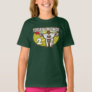 Kid's 2nd Birthday Today I'm Two! Cute Cow T-Shirt