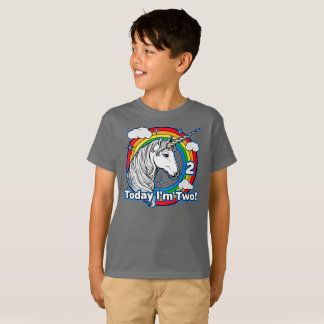 Kid's 2nd Birthday Unicorn Rainbow Today I'm Two T-Shirt