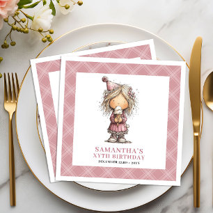 Kids 2nd Birthday Whimsy Funny Quirky Girl Napkin