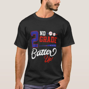 Kids 2nd Grade Batter Up Baseball Kids Outfit Back T-Shirt