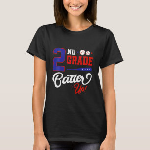 Kids 2nd Grade Batter Up Baseball Kids Outfit Back T-Shirt