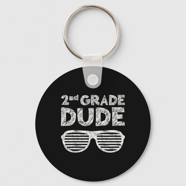 Kids 2nd Grade Dude Second Grade Byck To School  Key Ring (Front)