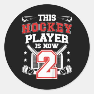 Kids 2nd Ice Hockey Birthday Two Year Old Ice Hock Classic Round Sticker