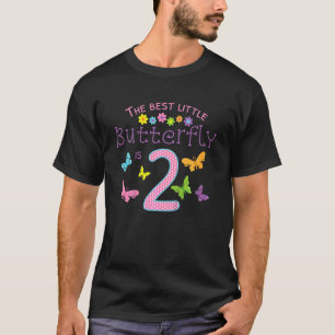 Kids 2nd Second Birthday Party Cake Little Butterf T-Shirt