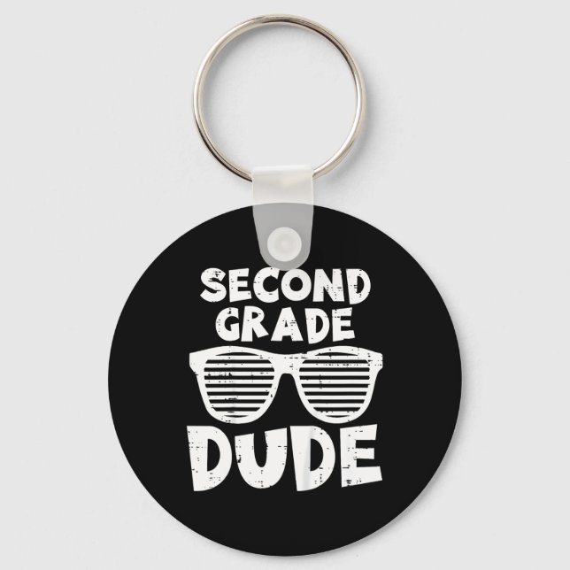 Kids 2nd Second Grade Dude Ck To School First Day  Key Ring (Front)