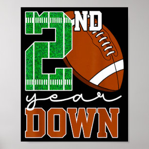 Kids 2nd Year Down Football Birthday Boy Party 2 Y Poster