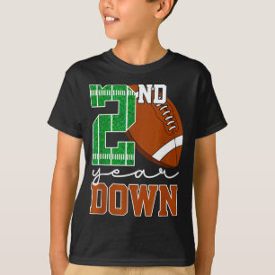 Kids 2nd Year Down Football Birthday Boy Party 2 Y T-Shirt