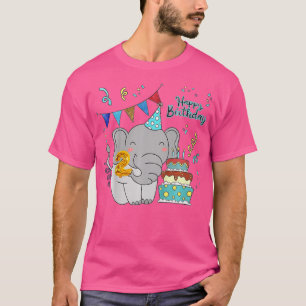 Kids 2st Happy Birthday Design Costume Elephant Fo T-Shirt